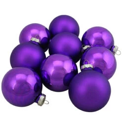 9ct Purple 2-Finish Glass Ball Christmas Ornaments 2.5" (63mm) -Optimal Christmas Shop northlight wy00742 3 40005.1667580495