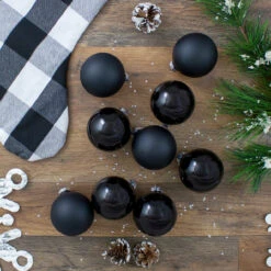 9ct Shiny And Matte Black Glass Ball Christmas Ornaments 2.5" (65mm) -Optimal Christmas Shop northlight wy00746 4 54596.1667655053