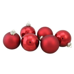 6ct Red Glass 2-Finish Christmas Ball Ornaments 3.25" (80mm) 7 6ct Red Glass 2-Finish Christmas Ball Ornaments 3.25" (80mm) -Optimal Christmas Shop northlight wy00750 3 80213.1667597284