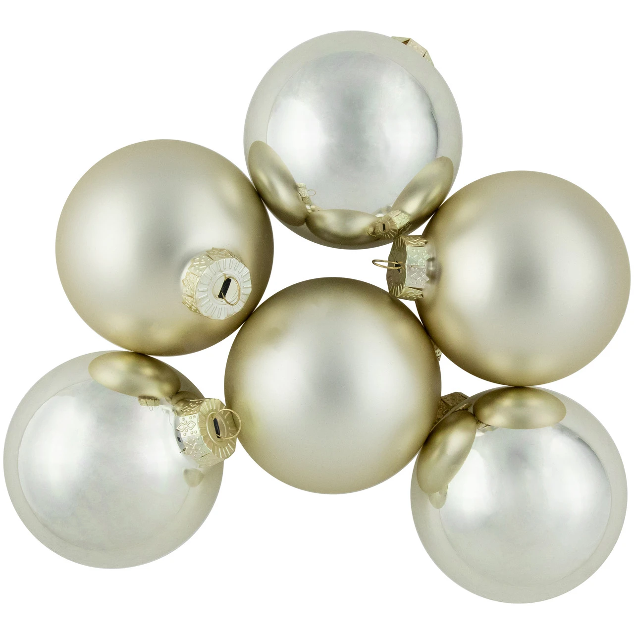 6ct Gold 2-Finish Glass Ball Christmas Ornaments 3.25" (80mm) 3 6ct Gold 2-Finish Glass Ball Christmas Ornaments 3.25" (80mm)