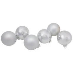 6ct Silver 2-Finish Christmas Glass Ball Ornaments 3.25" -Optimal Christmas Shop northlight wy00753 updated2022 70488.1677088413