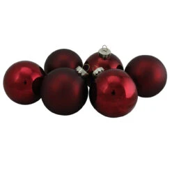 6ct Burgundy Red 2-Finish Glass Ball Christmas Ornaments 3.25" (80mm) 7 6ct Burgundy Red 2-Finish Glass Ball Christmas Ornaments 3.25" (80mm) -Optimal Christmas Shop northlight wy00754 3 14922.1667655078