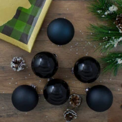 6ct Black Glass 2-Finish Christmas Ball Ornaments 3.25" (80mm) -Optimal Christmas Shop northlight wy00763 2 57416.1667658628