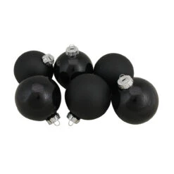 6ct Black Glass 2-Finish Christmas Ball Ornaments 3.25" (80mm) -Optimal Christmas Shop northlight wy00763 3 93970.1667658628