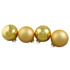 4ct Gold Glass 2-Finish Christmas Ball Ornaments 5" (120mm)