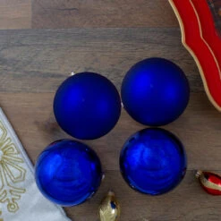 4ct Royal Blue 2-Finish Glass Christmas Ball Ornaments 4" (100mm) 8 4ct Royal Blue 2-Finish Glass Christmas Ball Ornaments 4" (100mm) -Optimal Christmas Shop northlight wy00773 4 33933.1677518800