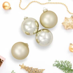 4ct Champagne Gold 2-Finish Glass Christmas Ball Ornaments 4" (100mm) -Optimal Christmas Shop northlight wy00778 2 00258.1667575965
