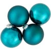 4ct Turquoise Blue 2-Finish Glass Ball Christmas Ornaments 4"