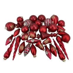 36ct Red And Gold Contemporary Asymmetrical Christmas Ornaments 8"