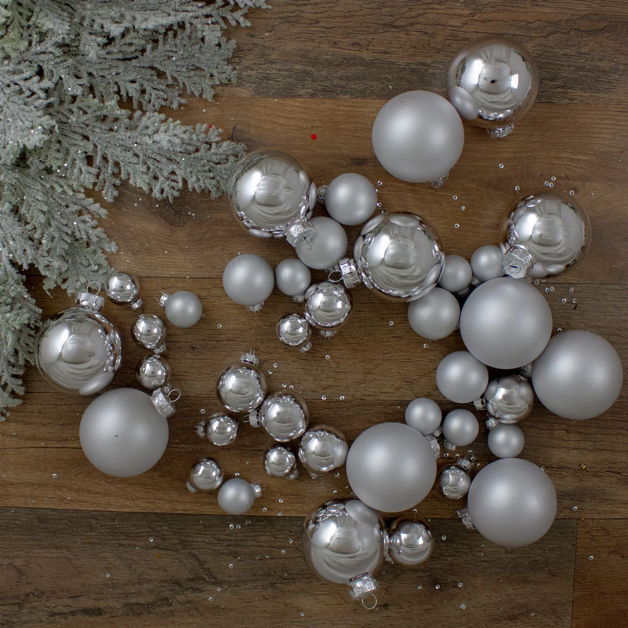 40ct Shiny And Matte Silver Glass Ball Christmas Ornaments 2.5" 8 40ct Shiny And Matte Silver Glass Ball Christmas Ornaments 2.5" - Image 6