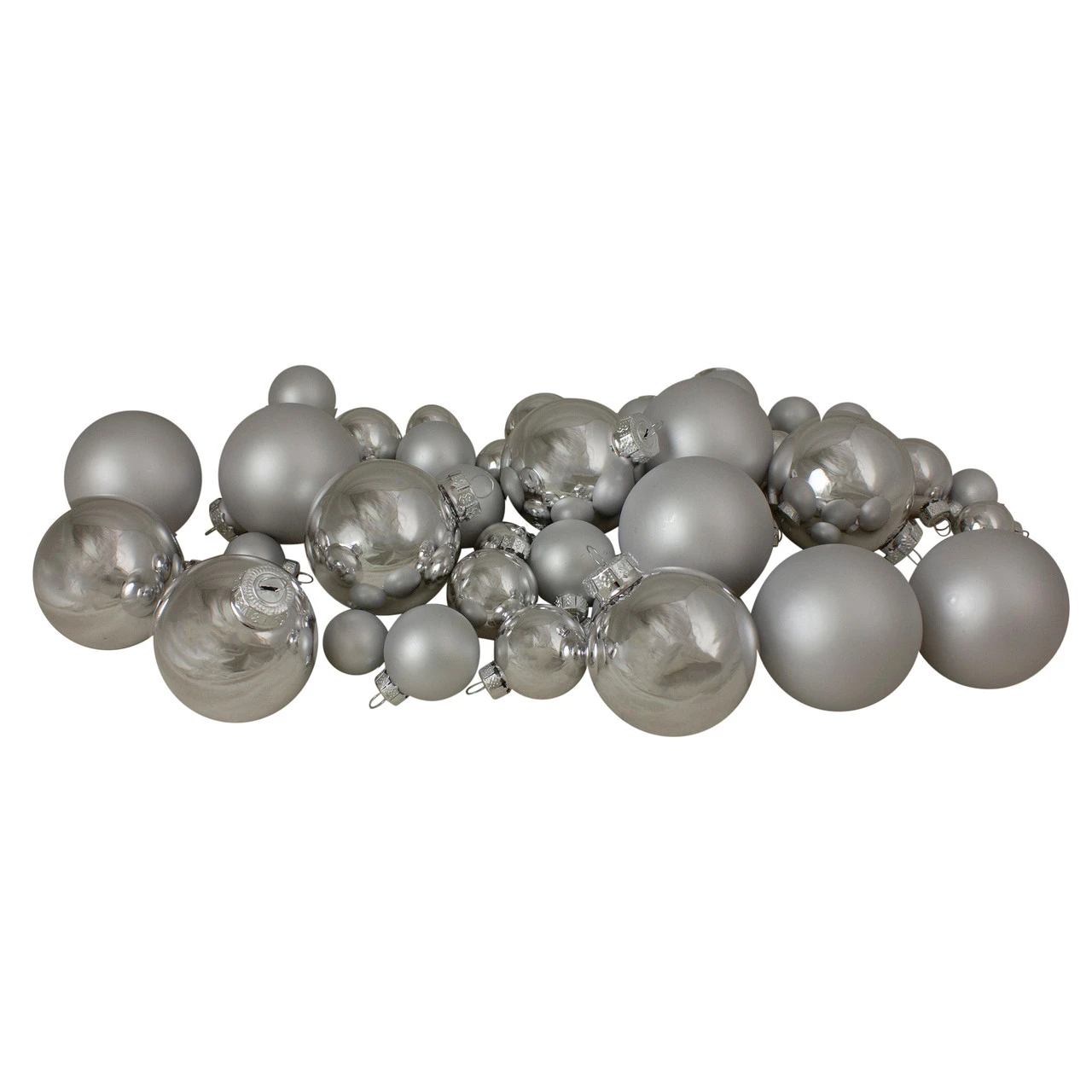 40ct Shiny And Matte Silver Glass Ball Christmas Ornaments 2.5" 3 40ct Shiny And Matte Silver Glass Ball Christmas Ornaments 2.5"