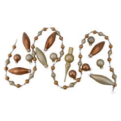 16ct Champagne Gold Christmas Beaded Garland And Ornament Set 4.5'