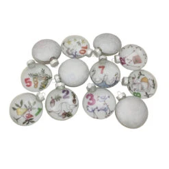 12ct Clear 'The Twelve Days Of Christmas' Glass Disc Ornaments 3" -Optimal Christmas Shop northlight wy15208 2 83988.1667656869