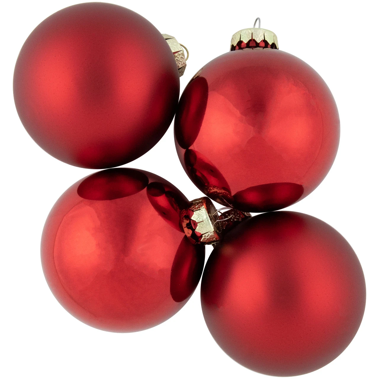 96ct Shiny And Matte Red Glass Ball Christmas Ornaments 3.25 (80mm) 5 96ct Shiny And Matte Red Glass Ball Christmas Ornaments 3.25 (80mm) - Image 3