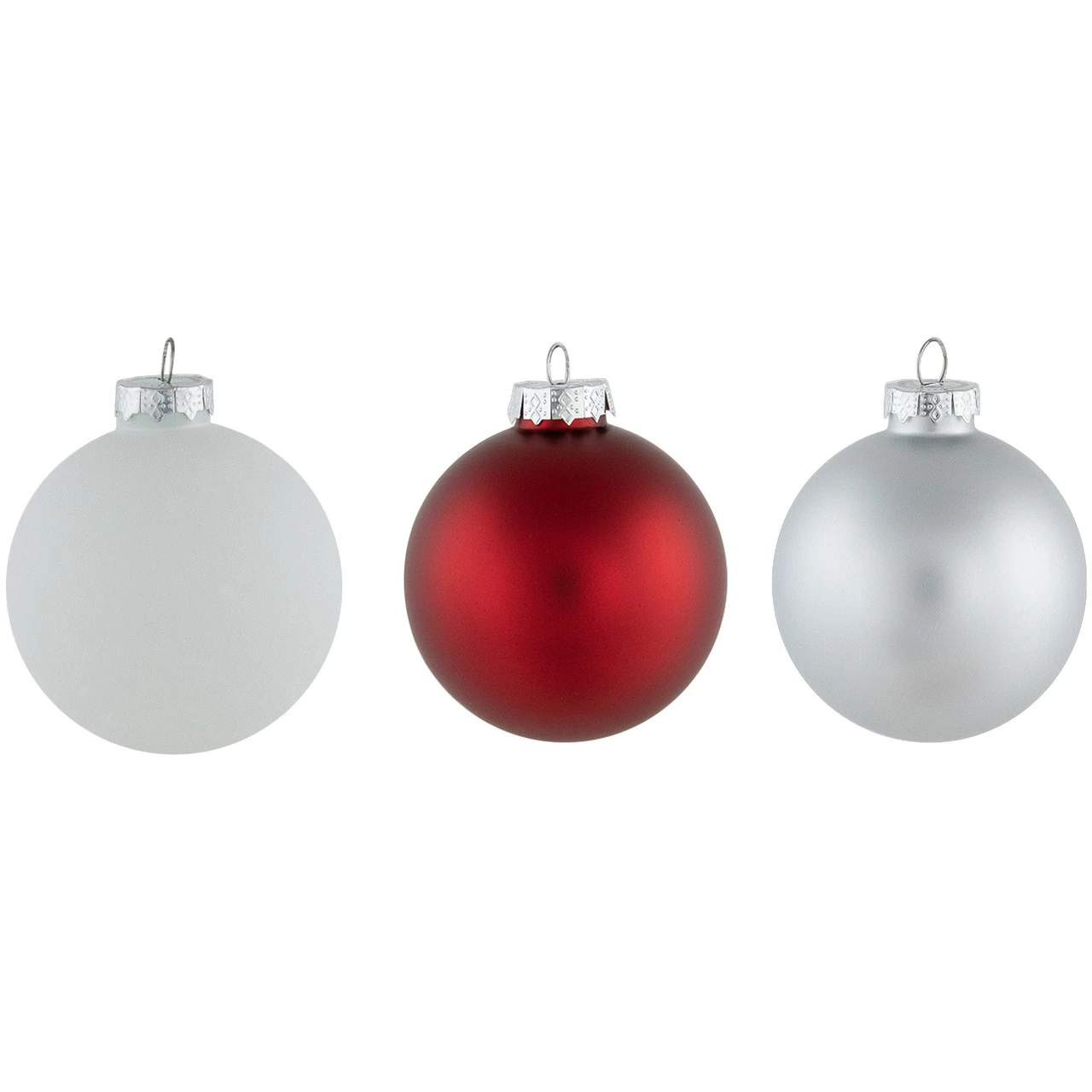 72ct Red, Silver And White Shiny And Matte Glass Ball Christmas Ornaments 3.25-4" 6 72ct Red, Silver And White Shiny And Matte Glass Ball Christmas Ornaments 3.25-4" - Image 4