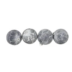 4ct White And Gray Antique Glass Christmas Ball Ornaments 4" (100mm)