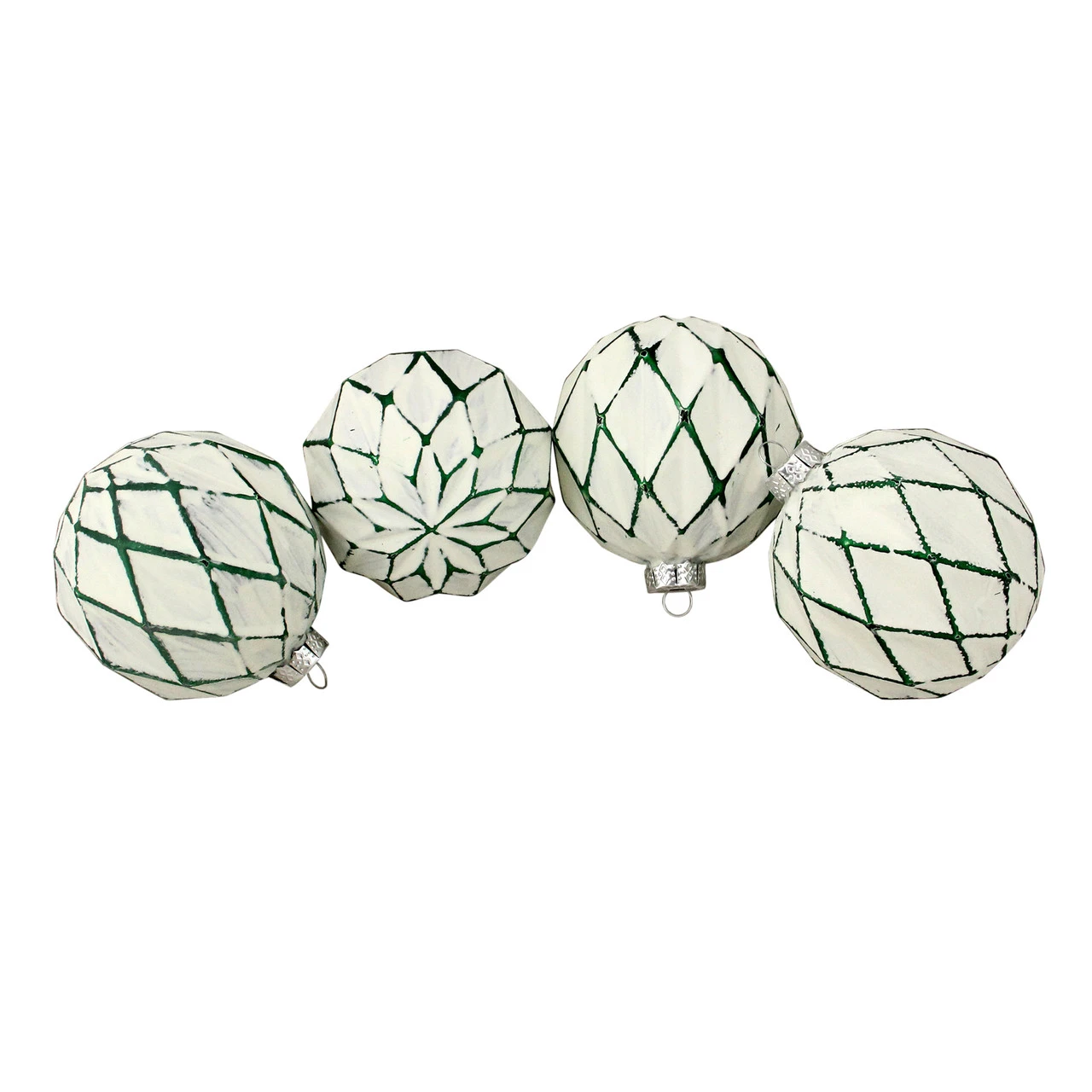 4ct Emerald Green And White Matte Christmas Ball Ornaments 4" (100mm) 3 4ct Emerald Green And White Matte Christmas Ball Ornaments 4" (100mm)