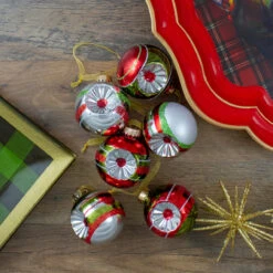6ct Silver And Red 2-Finish Retro Reflector Christmas Ball Ornaments 2.75" (55mm) -Optimal Christmas Shop northlight wy27590 3 85277.1667536131