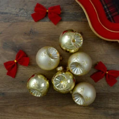 6ct Gold 2-Finish Retro Reflector Glass Christmas Ball Ornaments 2.75" (70mm) -Optimal Christmas Shop northlight wy27596 4 66295.1667572617