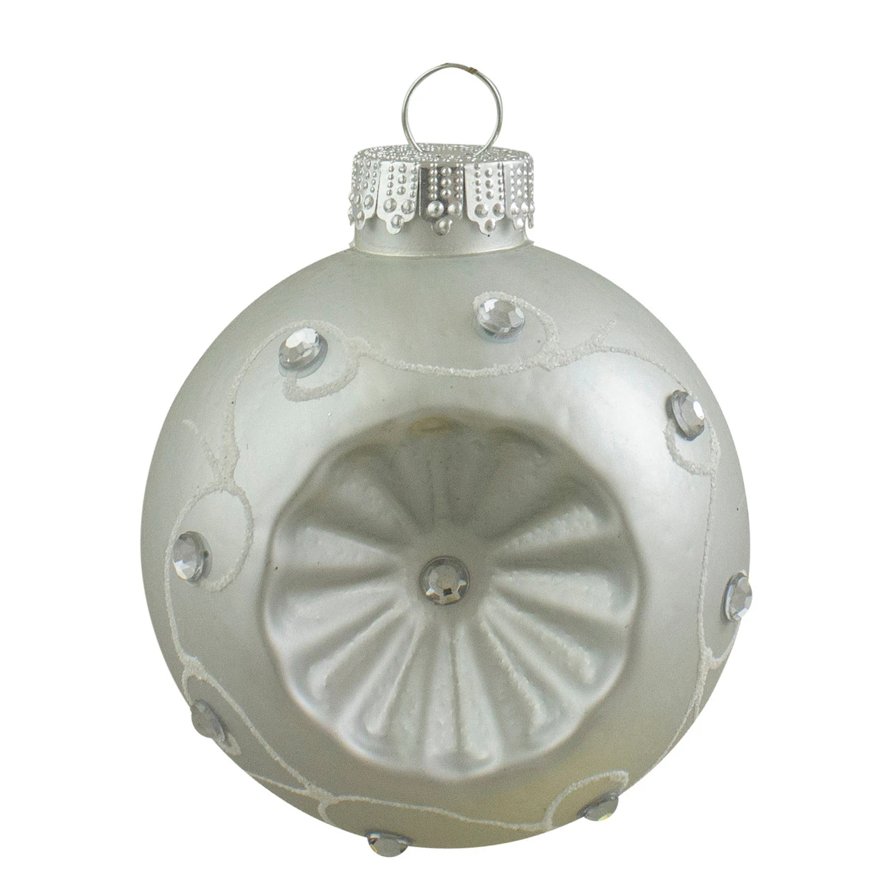 6ct Red And Silver Retro Reflector Matte Glass Christmas Ball Ornament Set 3.25" (82mm) 5 6ct Red And Silver Retro Reflector Matte Glass Christmas Ball Ornament Set 3.25" (82mm) - Image 3