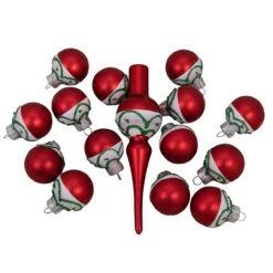 15ct Red And White Frosted Tree Topper With Christmas Ball Ornaments -Optimal Christmas Shop northlight wy27600 3 82377.1667572608