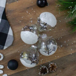 4ct Clear And Frosted Winter Tree Glass Christmas Ball Ornaments 3.25" (80mm) 7 4ct Clear And Frosted Winter Tree Glass Christmas Ball Ornaments 3.25" (80mm) -Optimal Christmas Shop northlight wy27606 3 52854.1667572626