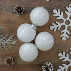 4ct White Sequined Shiny Christmas Ball Ornaments 2.75" (70mm) -Optimal Christmas Shop northlight wy27608 3 19775.1667610671