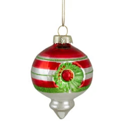 4ct Red, Green And Silver Vintage Glass Christmas Ornaments 3.25-Inch (80mm) -Optimal Christmas Shop northlight wy88838 3 71588.1667560490