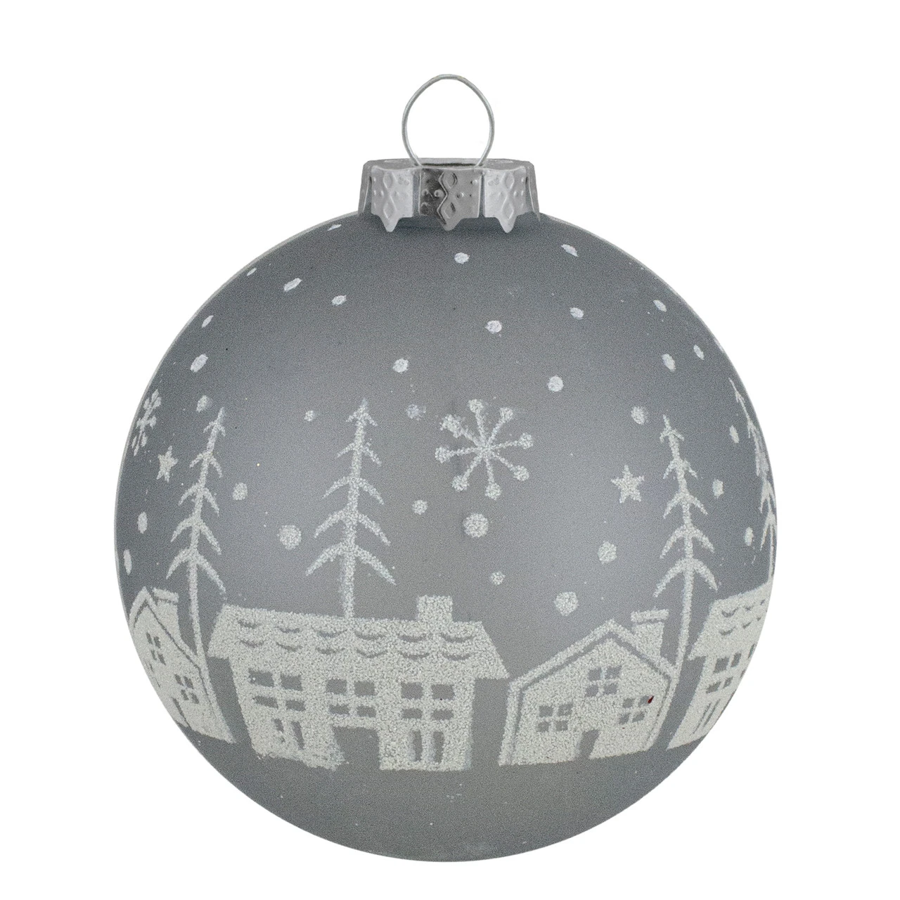 4 Ct Gray And Clear Glass Ball Hanging Christmas Ornaments 3.25-Inch (80mm) 5 4 Ct Gray And Clear Glass Ball Hanging Christmas Ornaments 3.25-Inch (80mm) - Image 3