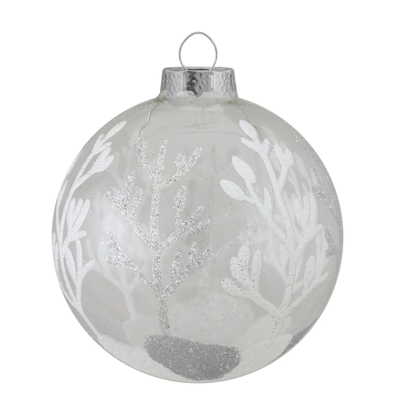 4ct Silver And Clear Glass 2-Finish Christmas Ball Ornaments 3.25-Inch (80mm) 6 4ct Silver And Clear Glass 2-Finish Christmas Ball Ornaments 3.25-Inch (80mm) - Image 4