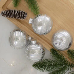 Set Of 4 Silver Christmas Ball Ornaments 2.5" (67mm) -Optimal Christmas Shop northlight wy88862 3 37046.1667576864