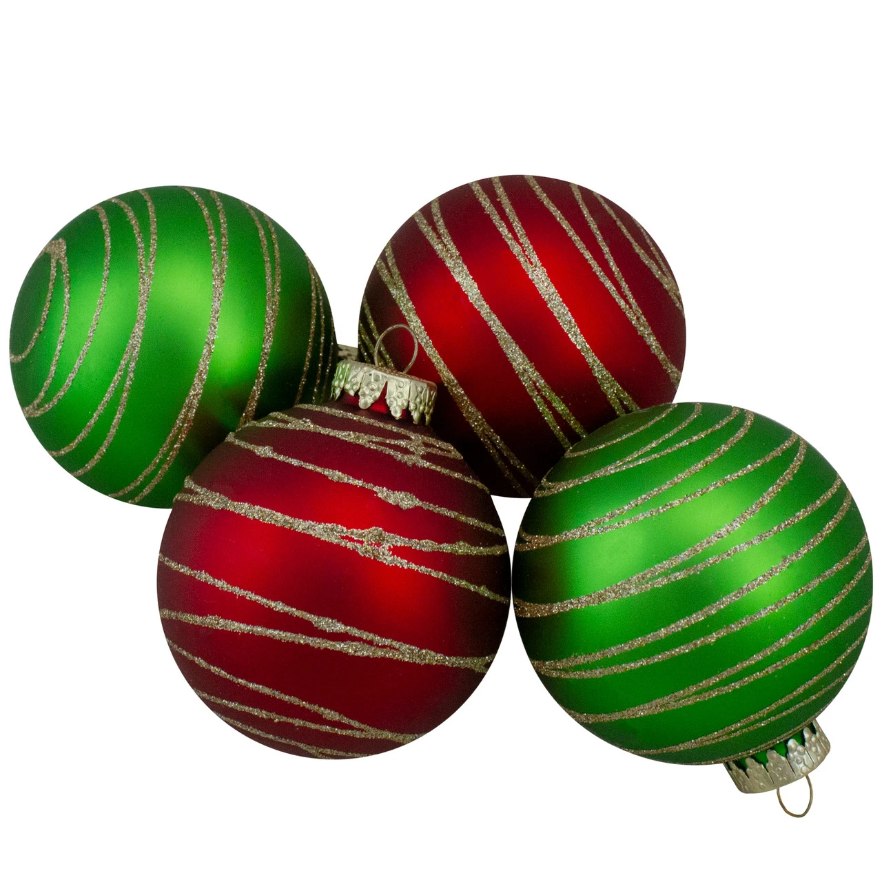 4ctGlass Red And Green Matte Christmas Ball Ornaments 3.25-Inch (80mm) 3 4ctGlass Red And Green Matte Christmas Ball Ornaments 3.25-Inch (80mm)