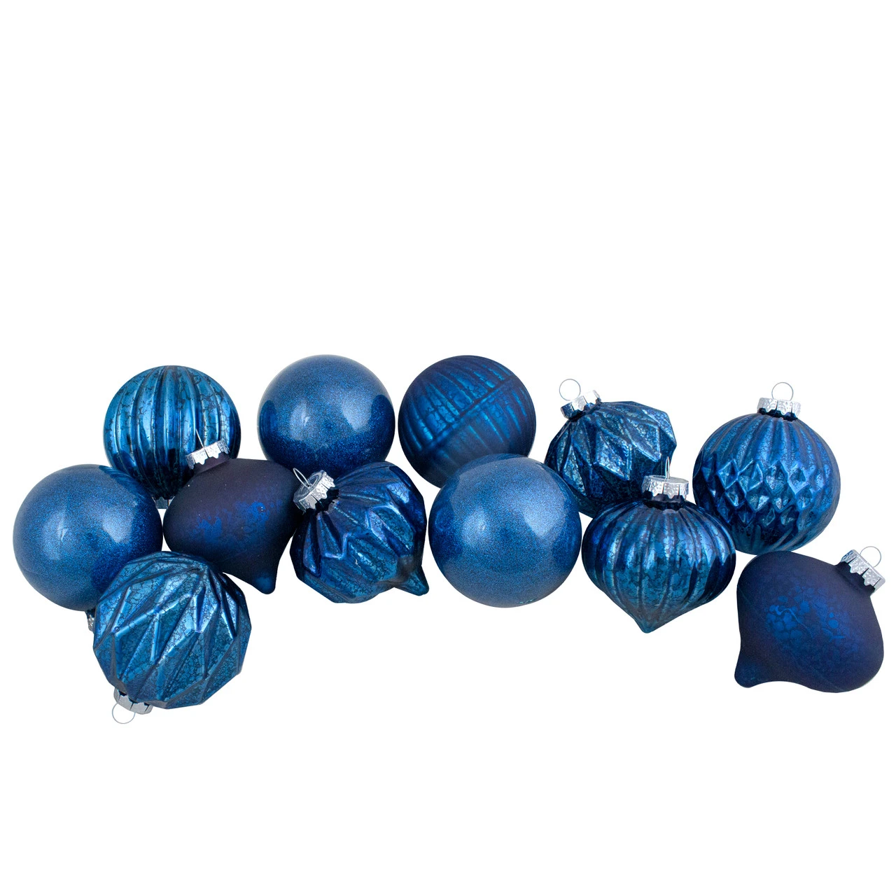 Set Of 12 Blue Finial And Glass Ball Christmas Ornaments 3 Set Of 12 Blue Finial And Glass Ball Christmas Ornaments