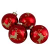 Set Of 4 Red And Gold Deer Glass Ball Christmas Ornaments 3.25-Inch (80mm) -Optimal Christmas Shop northlight wy88910 22371.1667560499