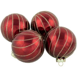 4ct Burgundy Red And Gold Glitter Striped Glass Christmas Ball Ornaments 3" (76mm) -Optimal Christmas Shop northlight wy88920 1 70628.1677045301