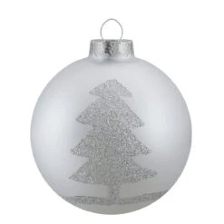 Set Of 4 Silver Glass Ball Christmas Ornaments 3.25" (80mm) -Optimal Christmas Shop northlight wy88923 fixed 2 50902.1667490807