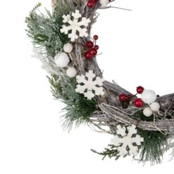 Snowflakes And Berries Winter Foliage Christmas Wreath, 24-Inch, Unlit -Optimal Christmas Shop northlight xh01776 2 44933.1667657600