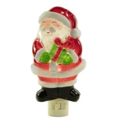 6.75" Santa With Gift Frosted Christmas Night Light