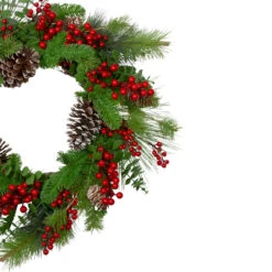 Holly Berries And Snowy Pinecones Artificial Christmas Wreath - 24-Inch, Unlit -Optimal Christmas Shop northlight yk87869 1 41280.1667573265