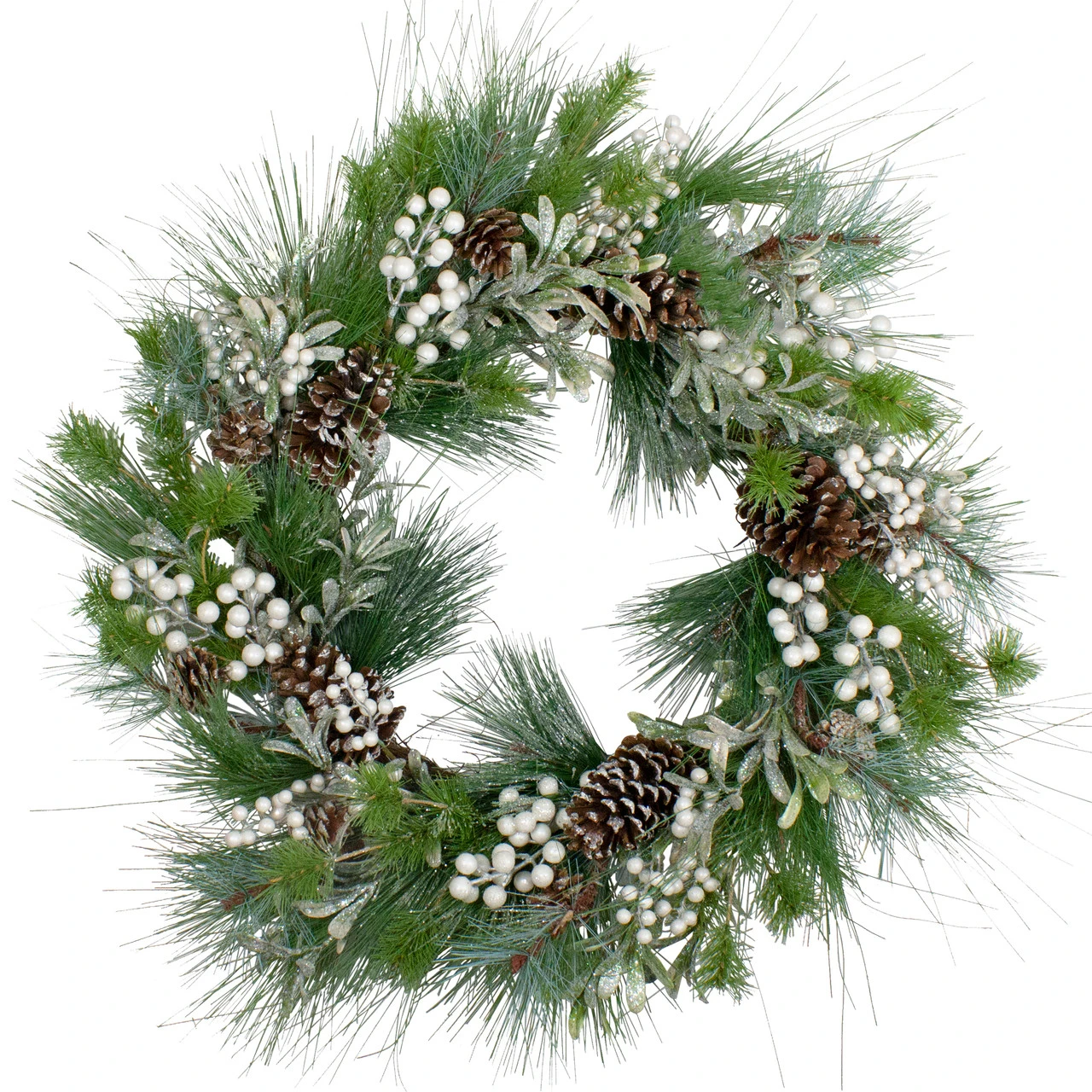 Glittered White Berry And Pinecone Artificial Christmas Wreath, 30-Inch, Unlit 3 Glittered White Berry And Pinecone Artificial Christmas Wreath, 30-Inch, Unlit