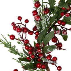 Frosted Red Berries With Leaves And Pine Artificial Christmas Wreath, 18-inch, Unlit -Optimal Christmas Shop northlight yk93252 4 70634.1678118187