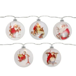 Set Of 5 Glass Norman Rockwell Christmas Disc Lights