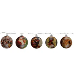 Set Of 5 Norman Rockwell Glass Christmas Disc Lights -Optimal Christmas Shop northlight yl93421 2 28568.1667487920