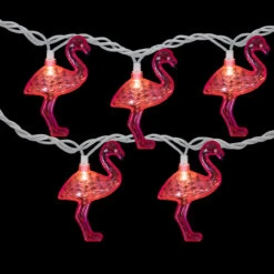 10ct Pink Flamingo Summer Patio String Light Set, 7.25ft White Wire -Optimal Christmas Shop northlight ys18852 on20black 10686.1682686604