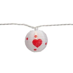 10-Count White And Red Heart Paper Lantern Valentine's Day Lights, 8.5ft White Wire -Optimal Christmas Shop northlight ys18860 2 26725.1667531712