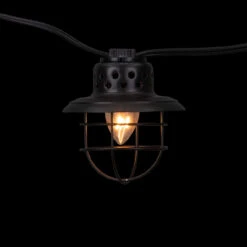 10-Count Black Caged Fisherman Lantern Patio String Light Set, 9' White Wire -Optimal Christmas Shop northlight ys18862 cxpic 30659.1676656689