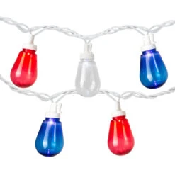 10ct Red, White And Blue LED Edison Style Lights, 9ft White Wire -Optimal Christmas Shop northlight ys18867 4 85597.1667536259