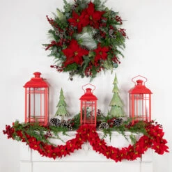 6' X 3" Red Artificial Poinsettia Floral Christmas Garland - Unlit -Optimal Christmas Shop northlight ys28028 styled 48677.1680556134