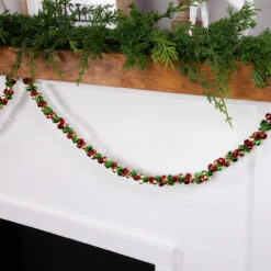 5' Green, Gold And Red Jingle Bell Christmas Garland, Unlit 13 5' Green, Gold And Red Jingle Bell Christmas Garland, Unlit -Optimal Christmas Shop northlight ys28302 styled20on20fireplace 2 21314.1686600976