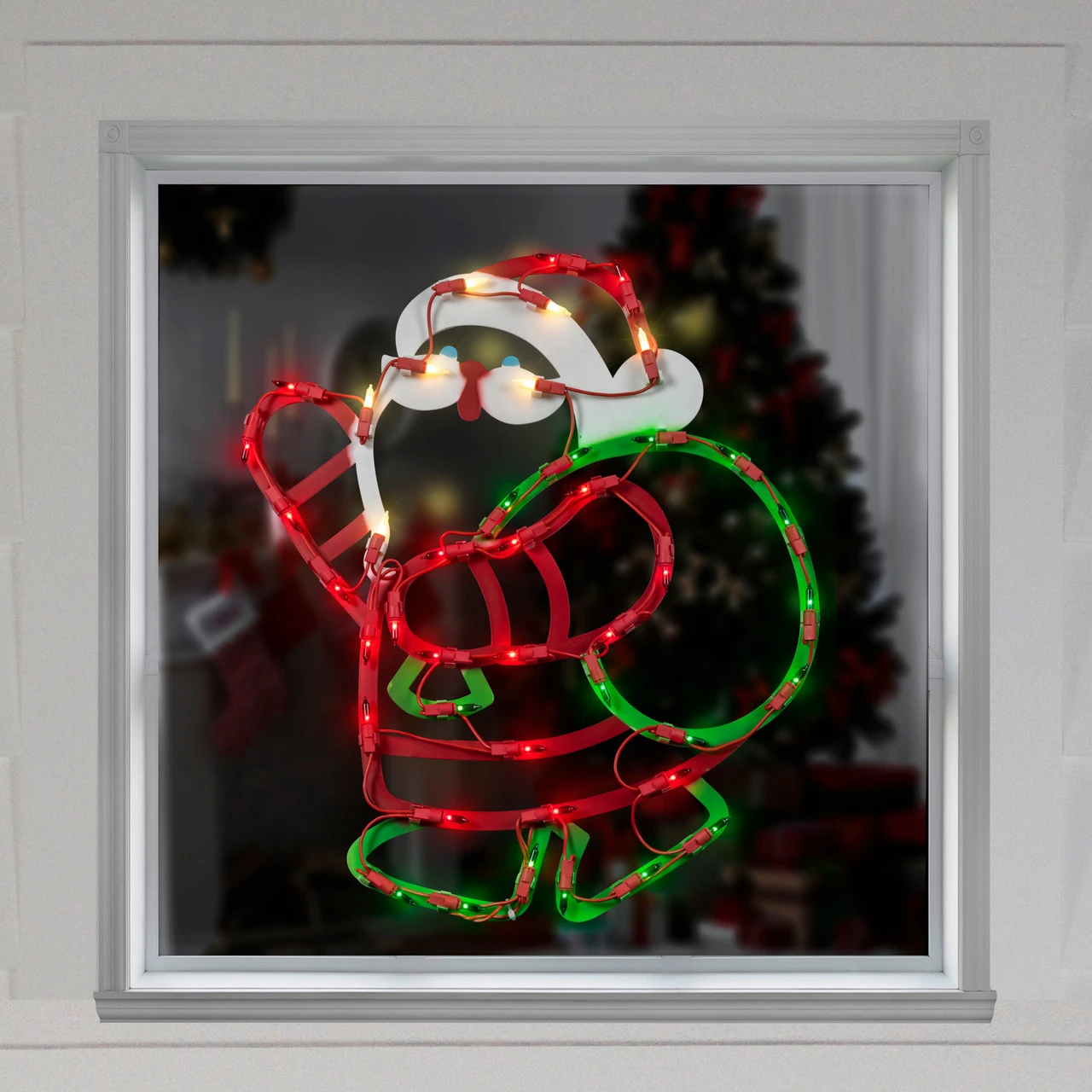 17.5" Lighted Santa Claus With Gift Sack Outdoor Christmas Window Silhouette 4 17.5" Lighted Santa Claus With Gift Sack Outdoor Christmas Window Silhouette - Image 2